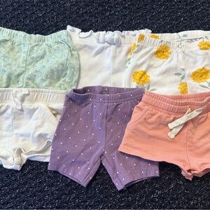 6 Pair Baby Girl Shorts Bundle 3–6M | Carter’s Gerber Little Planet Summer Lot